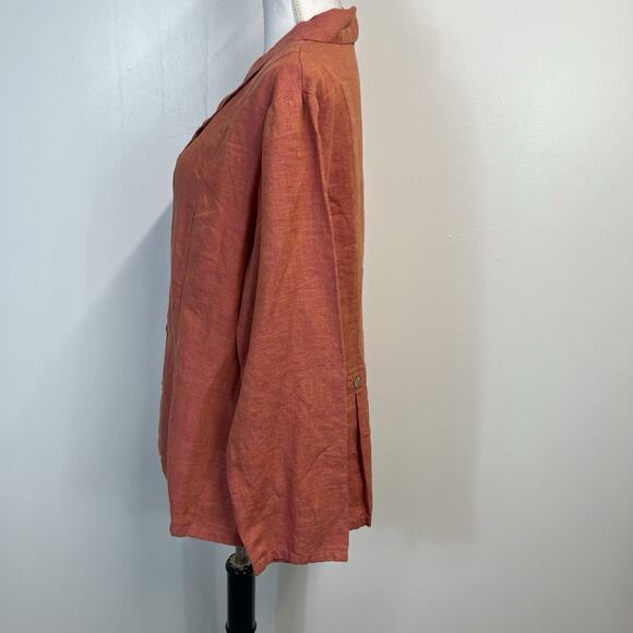 TSD Two Star Dog Pink Orange Linen Lagenlook Boho Jacket Blouse Size XL Casual - Picture 6 of 9